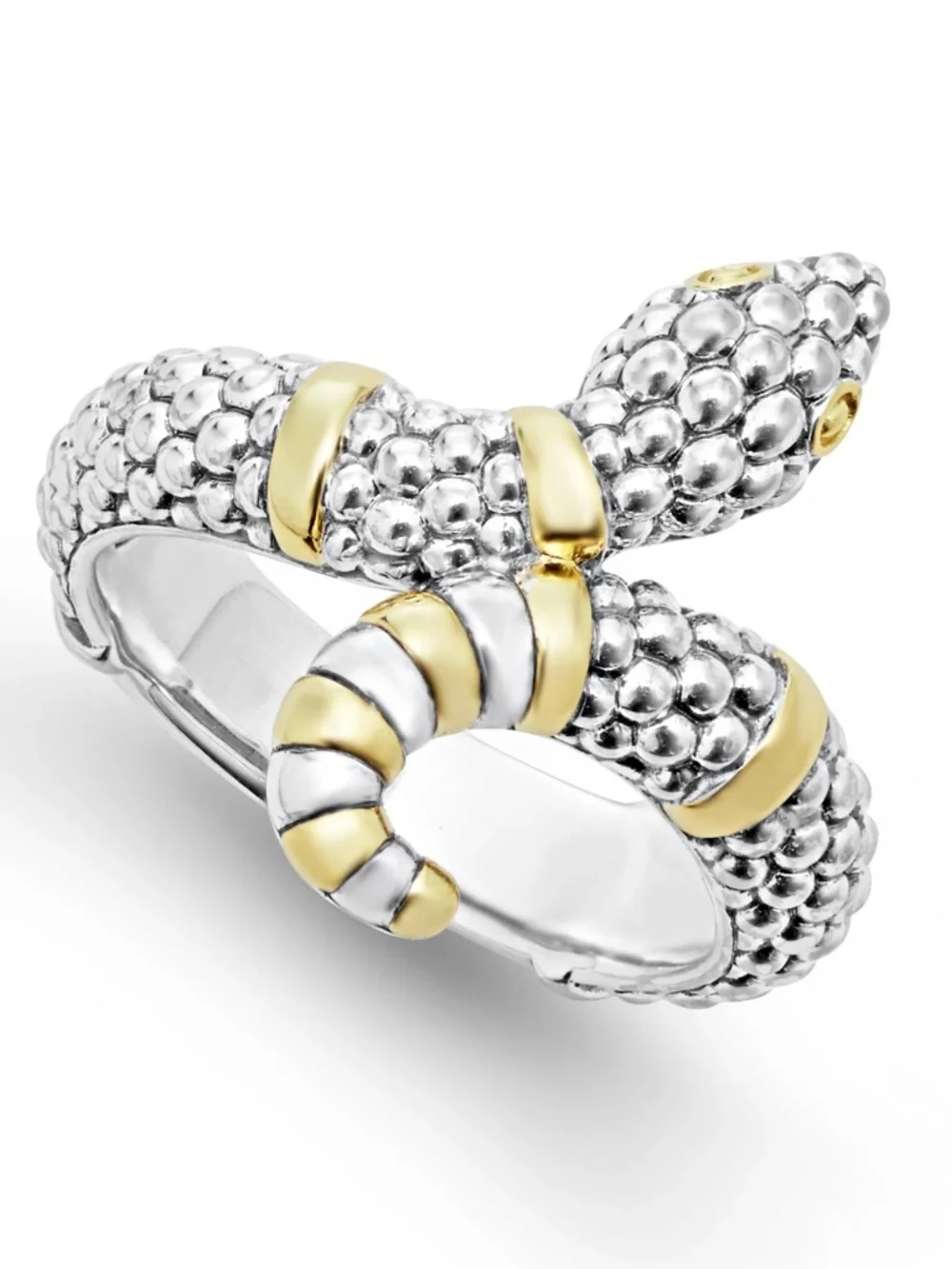 LAGOS Rare Wonders Two-Tone Snake Serpent Ring Sterling Silver Size 8 - Picture 2 of 7